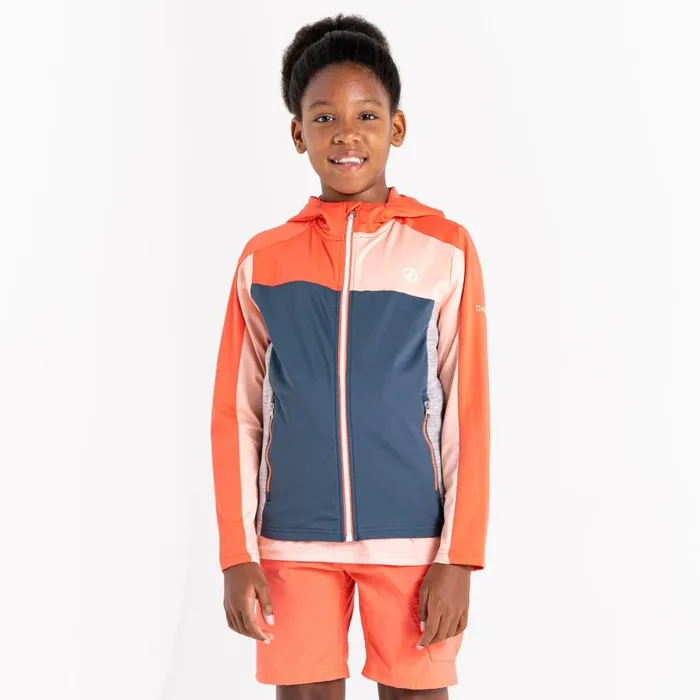 Dare 2b Thriving Hooded Core Stretch Midlayer Neon Peach Kids Fleece