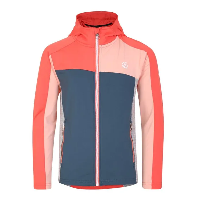 Dare 2b Thriving Hooded Core Stretch Midlayer Neon Peach Kids Fleece