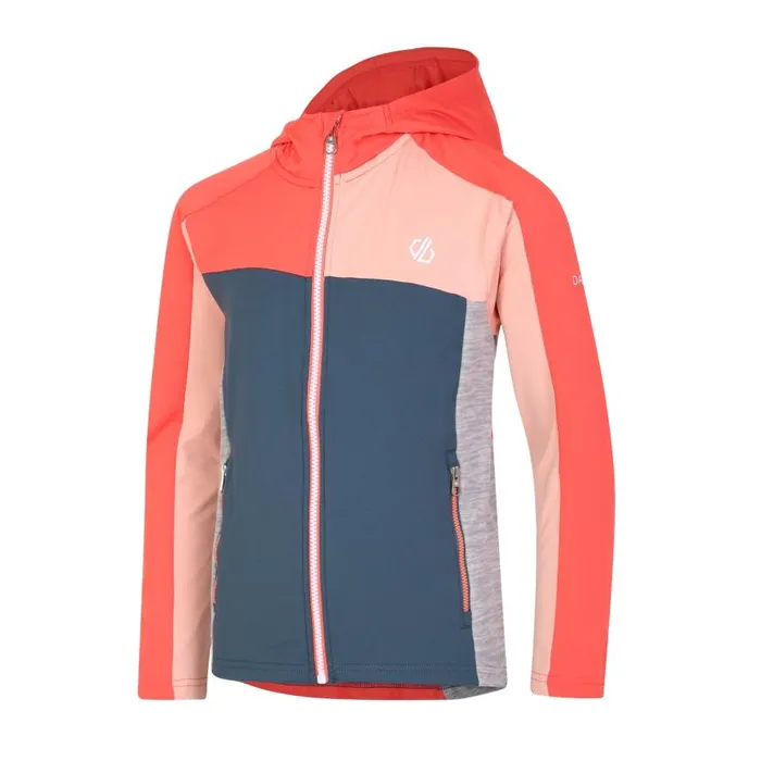 Dare 2b Thriving Hooded Core Stretch Midlayer Neon Peach Kids Fleece