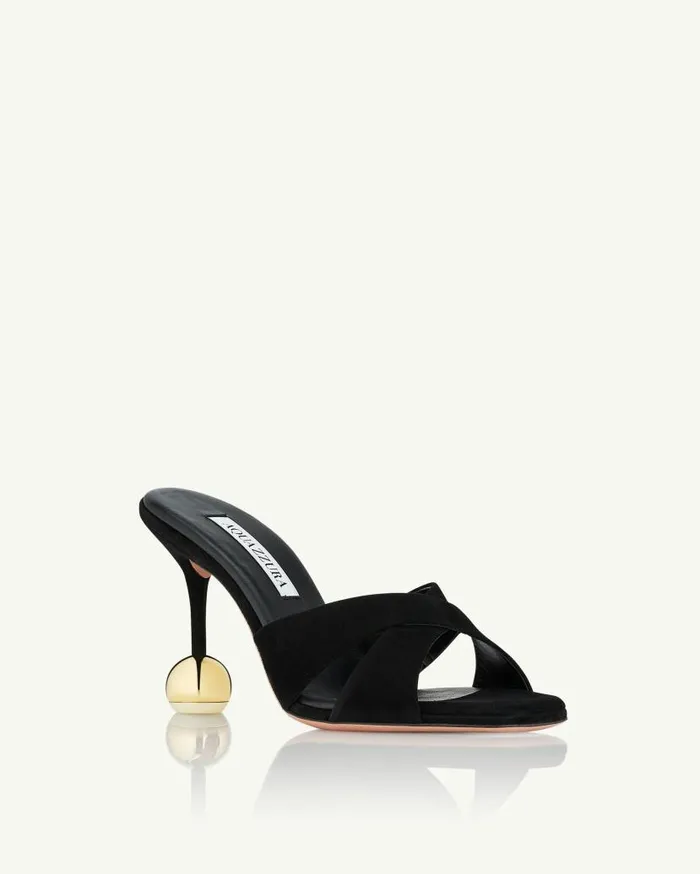 Darling Mule 95 Black Women Aquazzura Slides and Mules