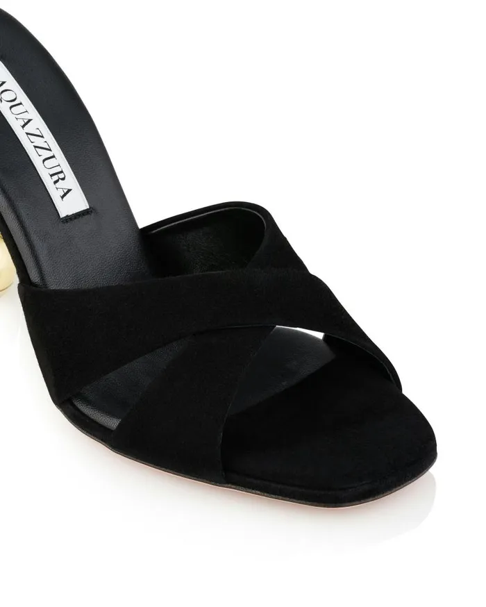 Darling Mule 95 Black Women Aquazzura Slides and Mules Darling Mule 95 Black Women Aquazzura Slides and Mules