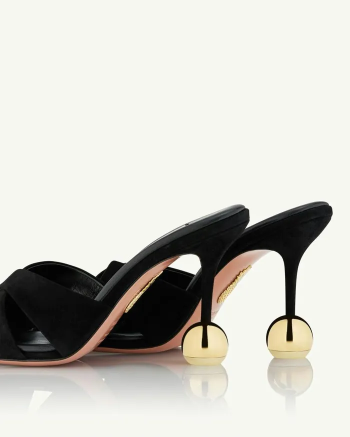 Darling Mule 95 Black Women Aquazzura Slides and Mules Darling Mule 95 Black Women Aquazzura Slides and Mules