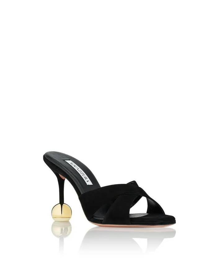 Darling Mule 95 Black Women Aquazzura Slides and Mules Darling Mule 95 Black Women Aquazzura Slides and Mules