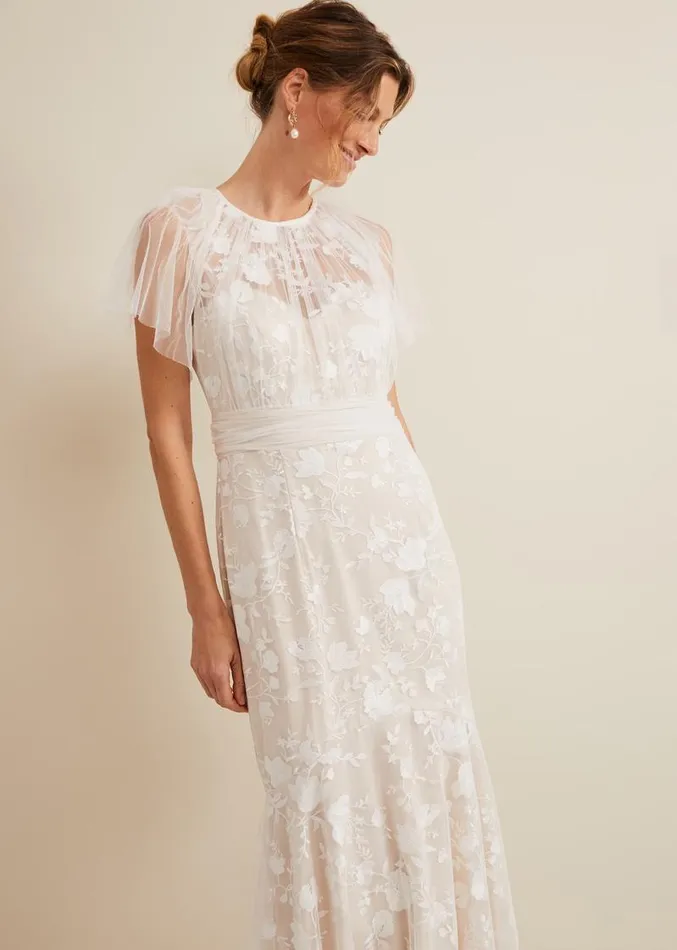 Delilah Mesh Embroidered Maxi Wedding Dress Parchment Women Phase Eight Dresses Delilah Mesh Embroidered Maxi Wedding Dress Parchment Women Phase Eight Dresses
