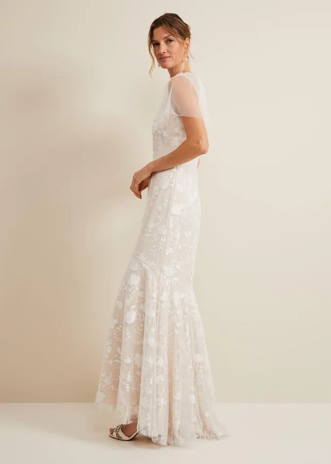 Delilah Mesh Embroidered Maxi Wedding Dress Parchment Women Phase Eight Dresses Delilah Mesh Embroidered Maxi Wedding Dress Parchment Women Phase Eight Dresses