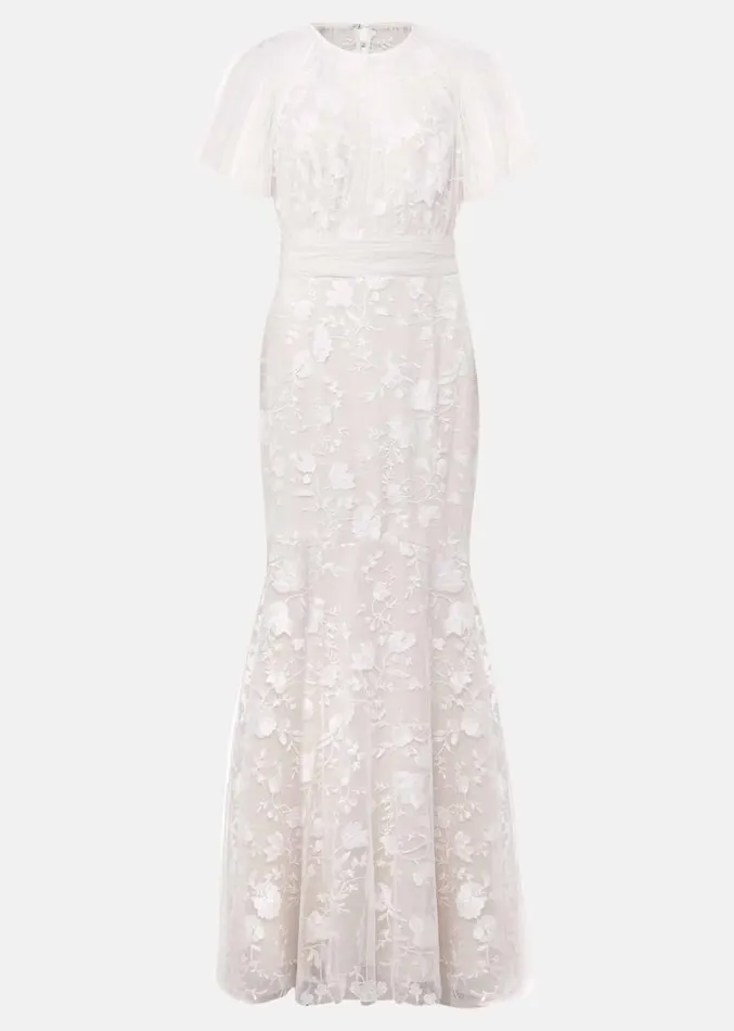 Delilah Mesh Embroidered Maxi Wedding Dress Parchment Women Phase Eight Dresses Delilah Mesh Embroidered Maxi Wedding Dress Parchment Women Phase Eight Dresses