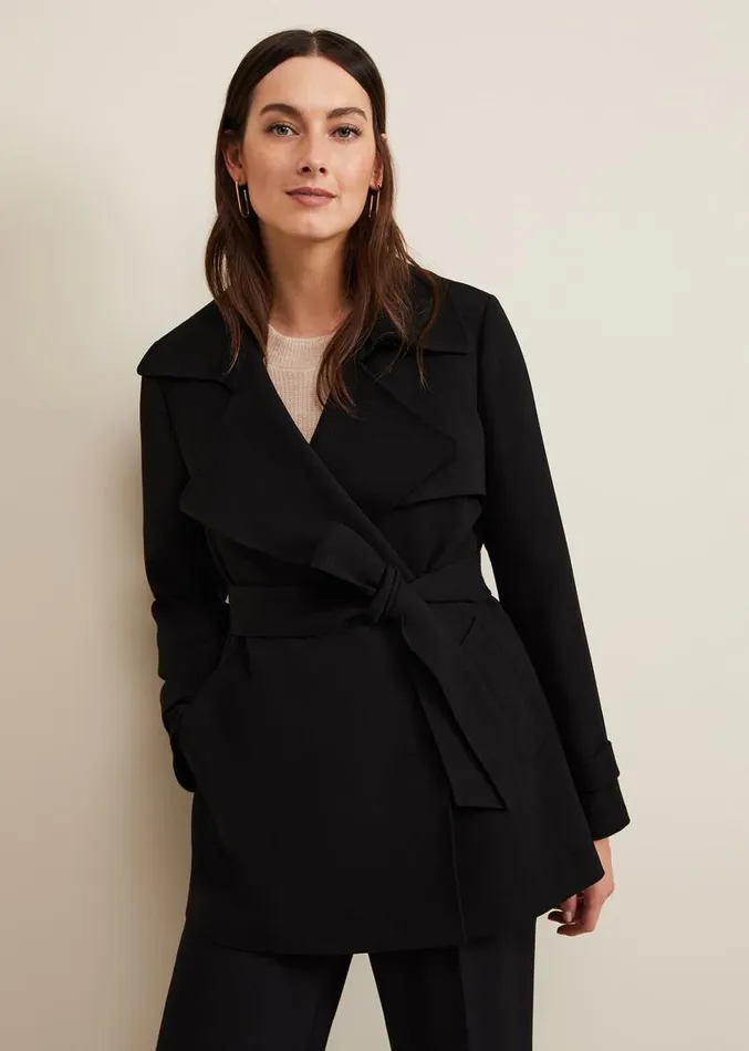 Demi Black Belted Jacket Black Women Phase Eight Coats