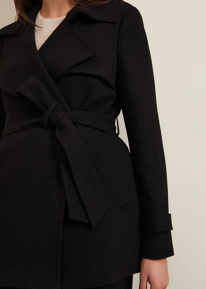 Demi Black Belted Jacket Black Women Phase Eight Coats