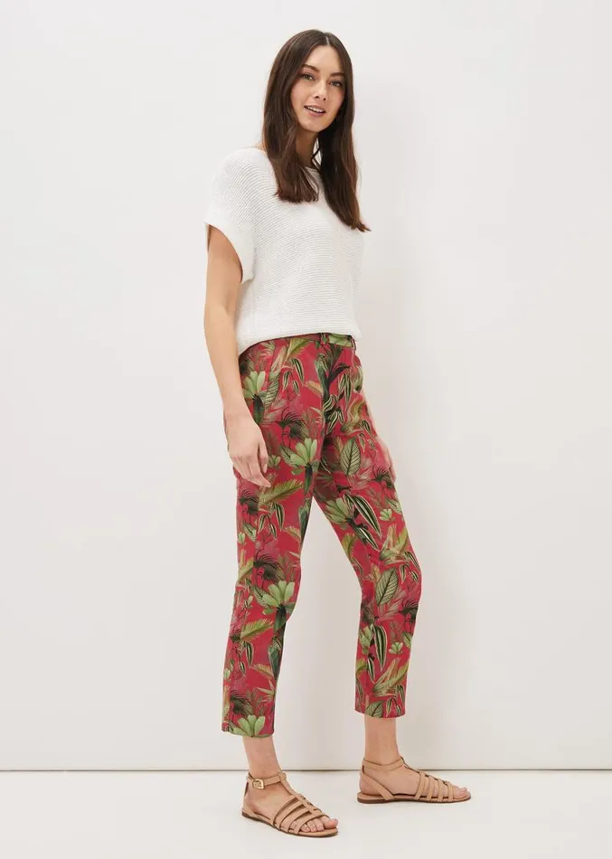 Desta Tropical Print Trouser Hot Pink Women Phase Eight Trousers