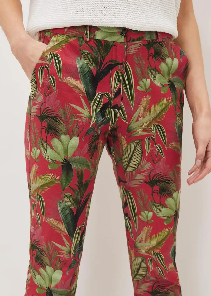 Desta Tropical Print Trouser Hot Pink Women Phase Eight Trousers