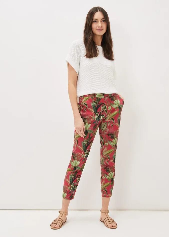 Desta Tropical Print Trouser Hot Pink Women Phase Eight Trousers