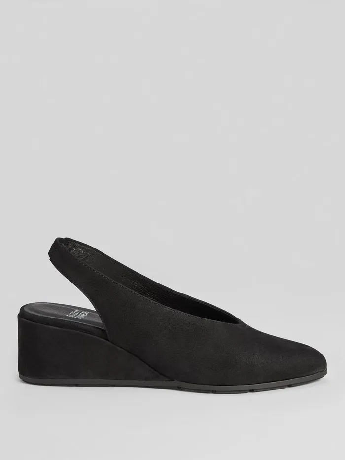 Devi Tumbled Nubuck LeatherSlingback Black Women Eileen Fisher Shoes