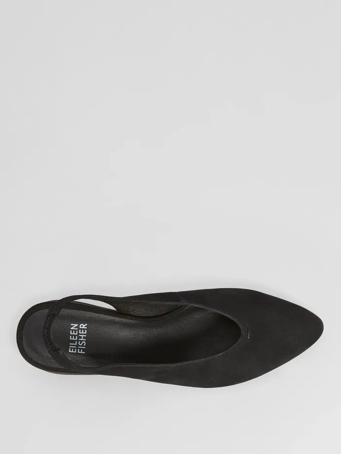 Devi Tumbled Nubuck LeatherSlingback Black Women Eileen Fisher Shoes