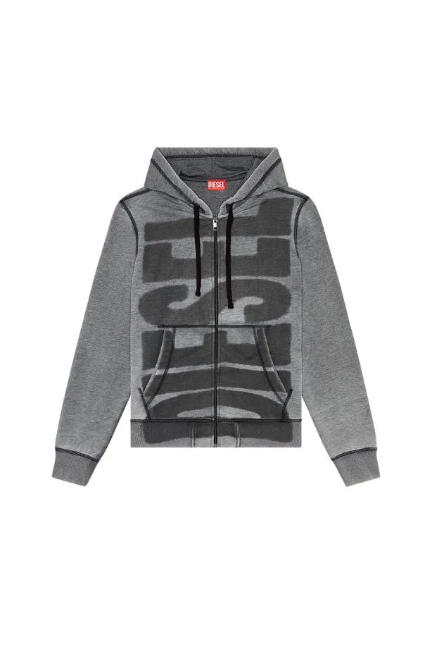 Diesel Sginnhoodzipl1 Black Men Sweatshirts and Hoodies