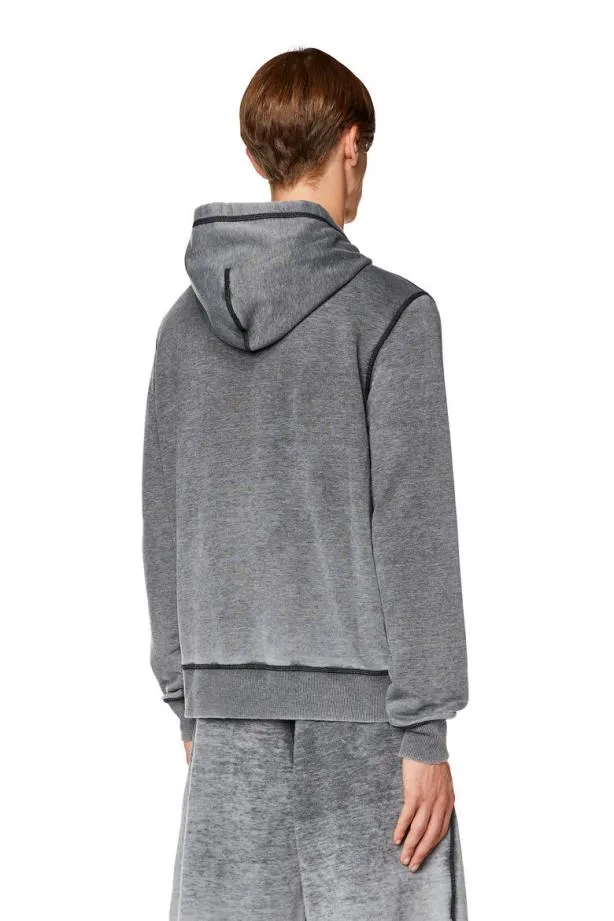 Diesel Sginnhoodzipl1 Black Men Sweatshirts and Hoodies