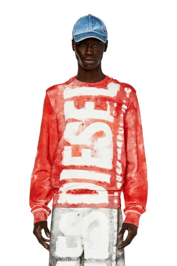 Diesel Sginy Red Men Sweatshirts and Hoodies