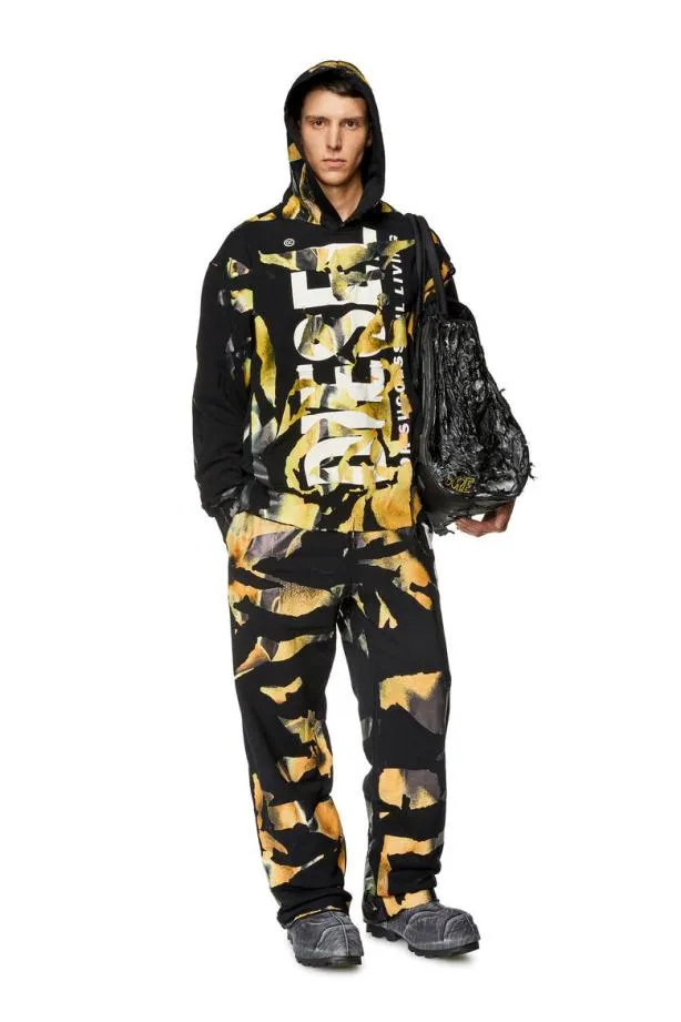 Diesel Smachoodm1 Blackorange Men Sweatshirts and Hoodies