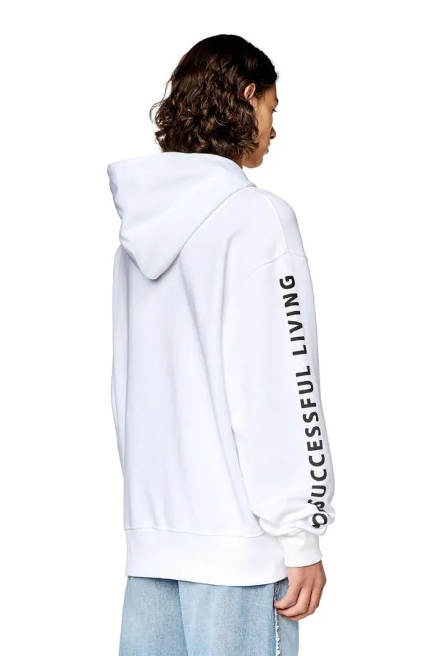Diesel Smacshoodl6 White Men Sweatshirts and Hoodies