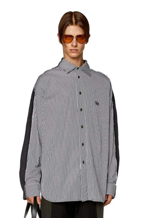Diesel Swarhstripe Blackgrey Men Shirts