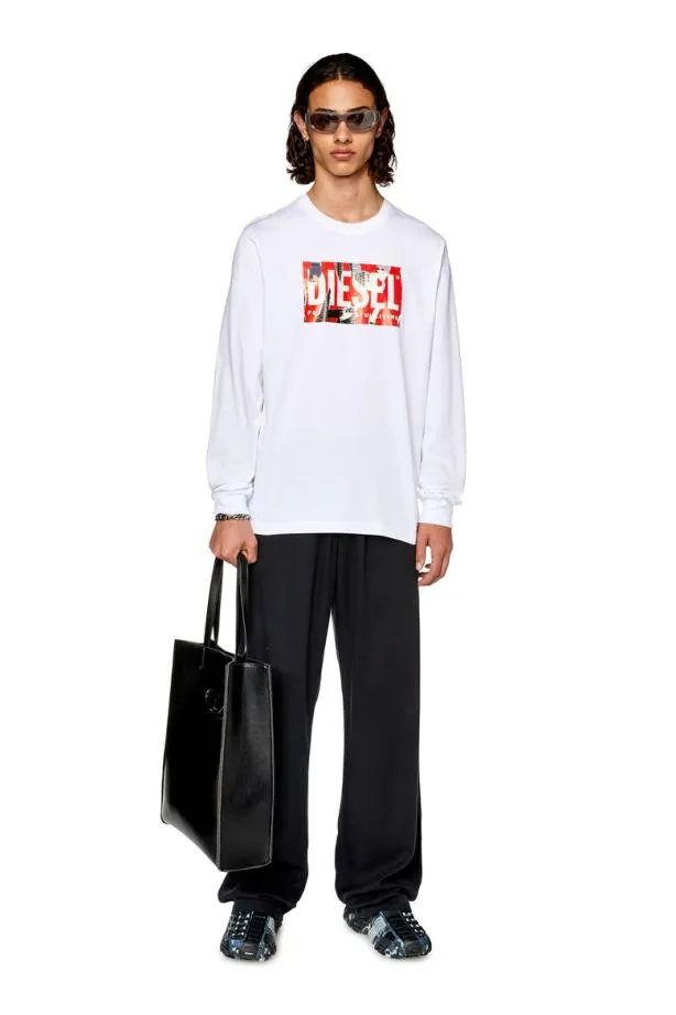 Diesel Tjustlsl6 White Men TShirts and Polos