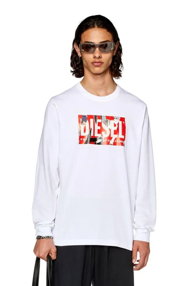 Diesel Tjustlsl6 White Men TShirts and Polos