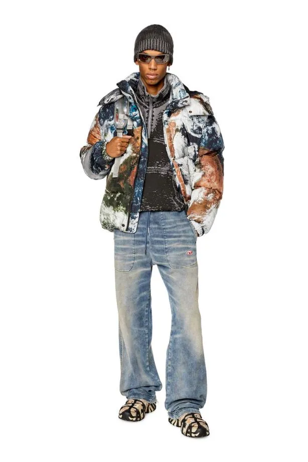Diesel Wrolfysfdprint Blackwhite Men Jackets
