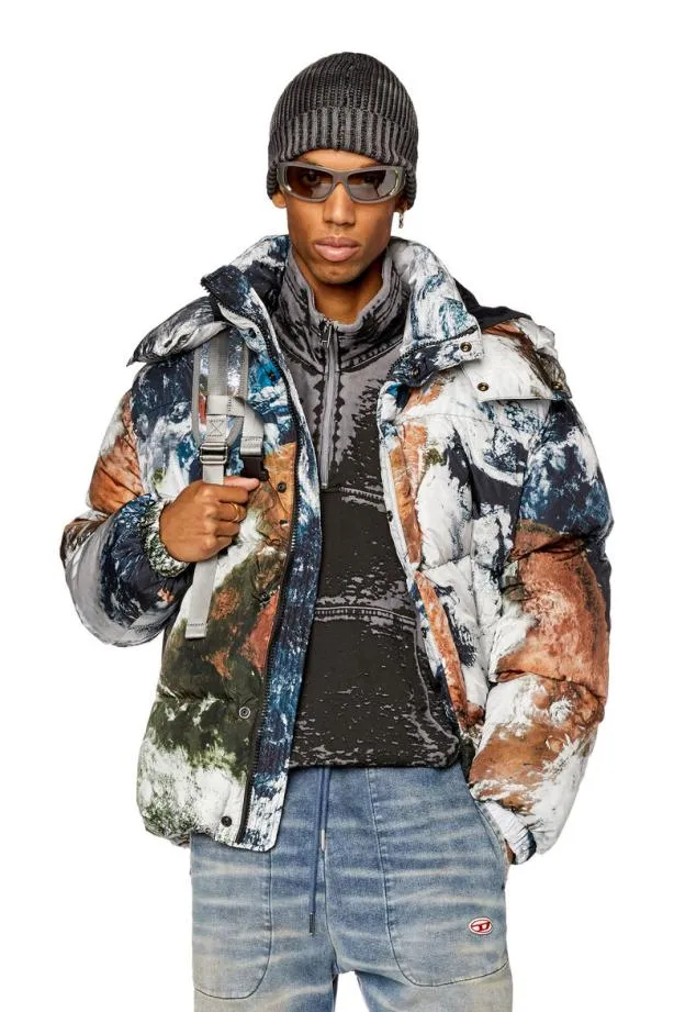 Diesel Wrolfysfdprint Blackwhite Men Jackets