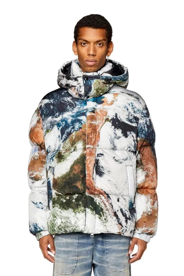 Diesel Wrolfysfdprint Blackwhite Men Jackets