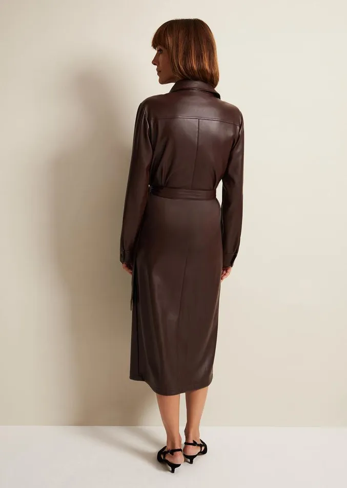 Dila Faux Leather Shirt Midi Dress Purple Women Phase Eight Dresses