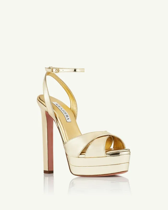 Divine Sandal Plateau 130 Gold Women Aquazzura Platforms