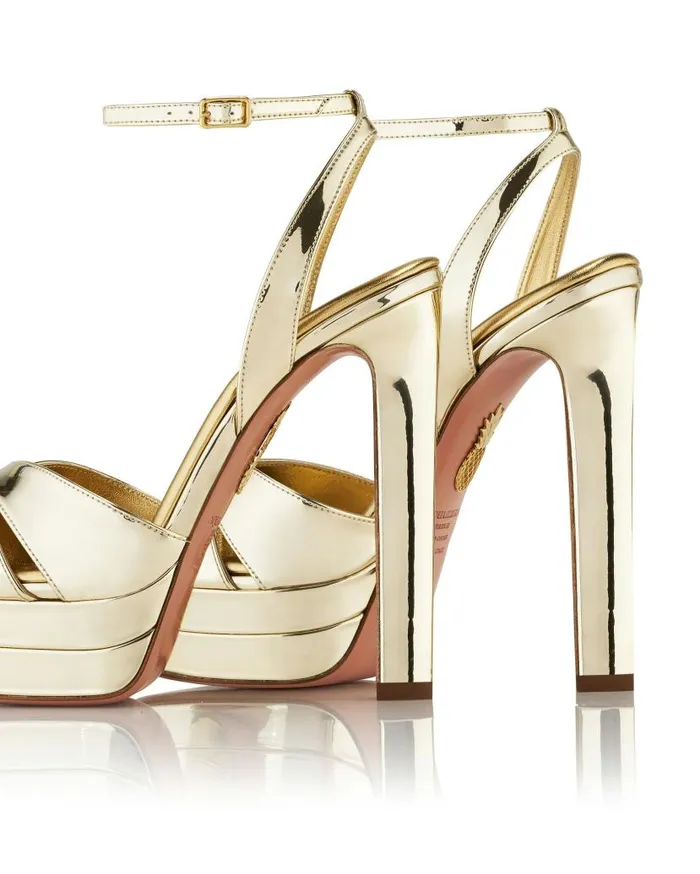 Divine Sandal Plateau 130 Gold Women Aquazzura Platforms Divine Sandal Plateau 130 Gold Women Aquazzura Platforms