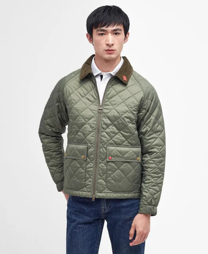 Dom Quilted Jacket Light Moss Men Barbour Quilted Jackets