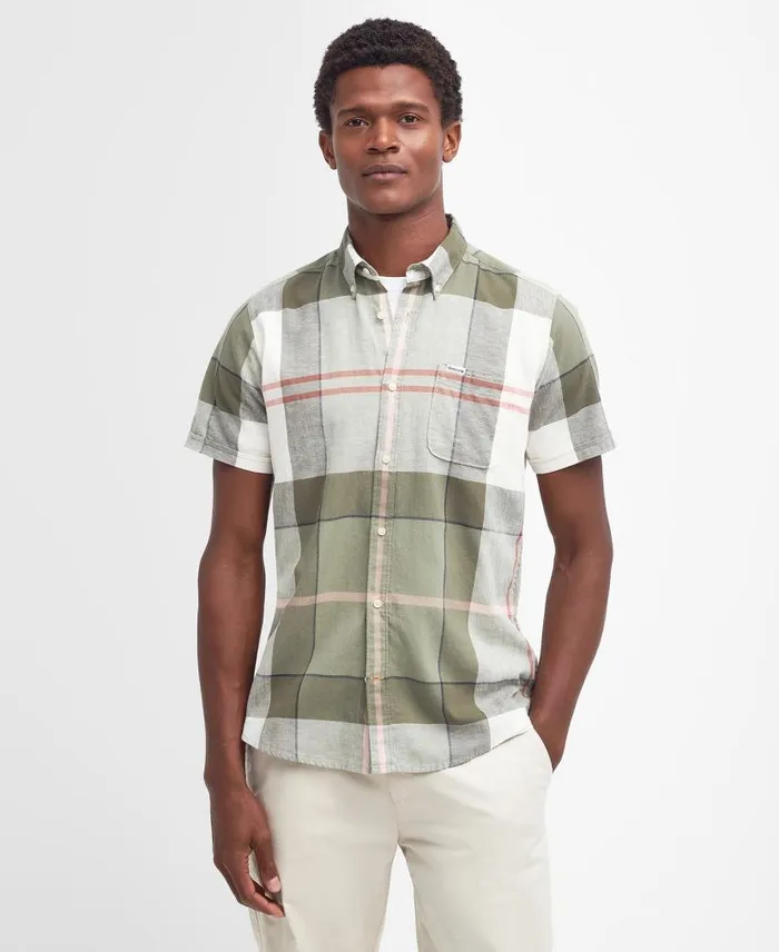 Douglas Tailored ShortSleeved Shirt Kielder Blue Tartan Men Barbour Shirts
