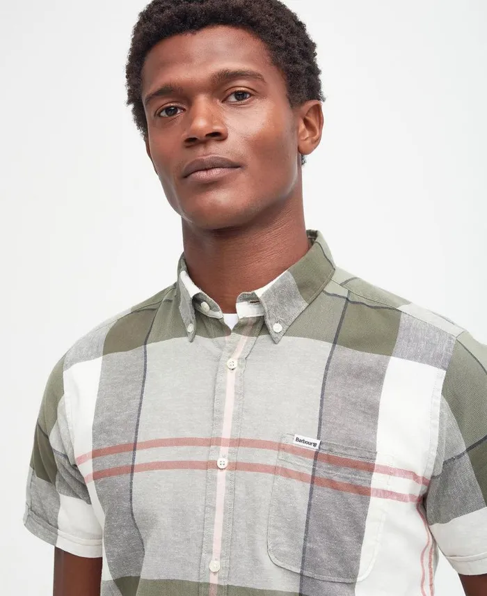 Douglas Tailored ShortSleeved Shirt Kielder Blue Tartan Men Barbour Shirts