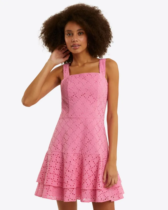 Draper James Ashland Sleeveless Mini Dress In Eyelet Women Dresses