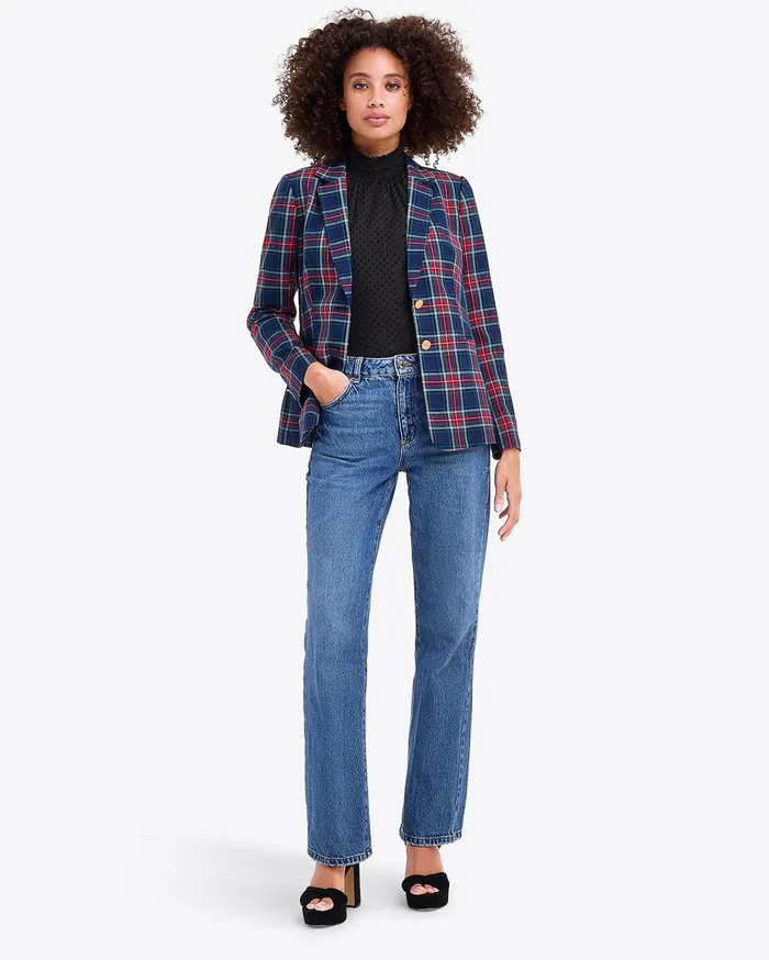 Draper James Blazer In Georgia Plaid Women Jackets and Outerwear