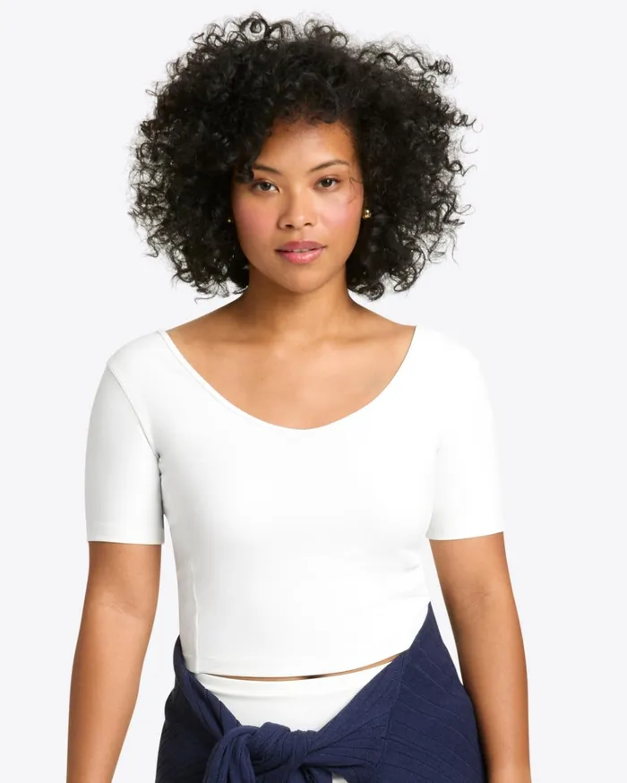 Draper James Cropped Sport Top In White Women Tops