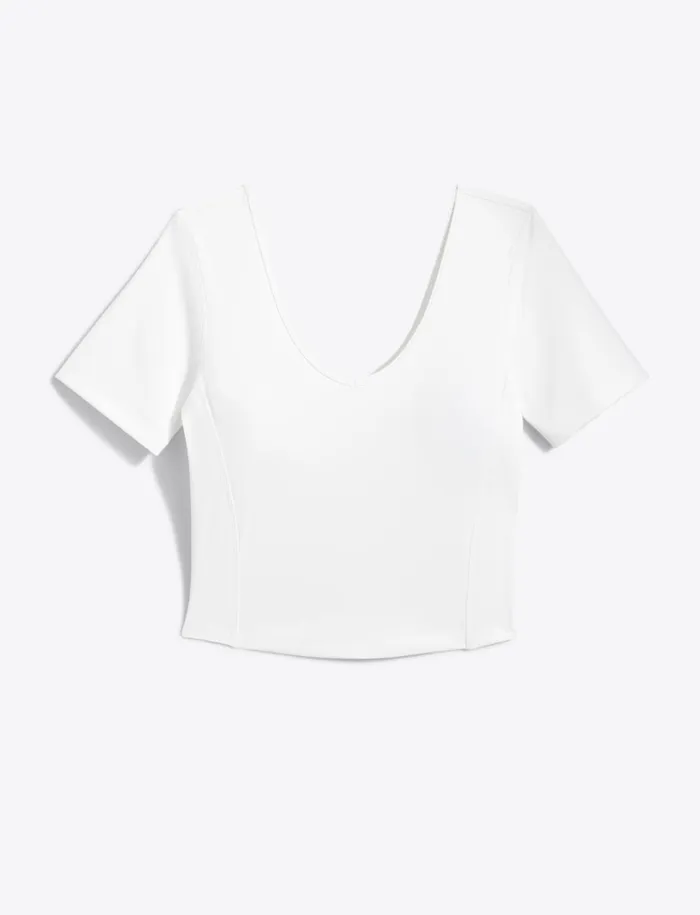 Draper James Cropped Sport Top In White Women Tops