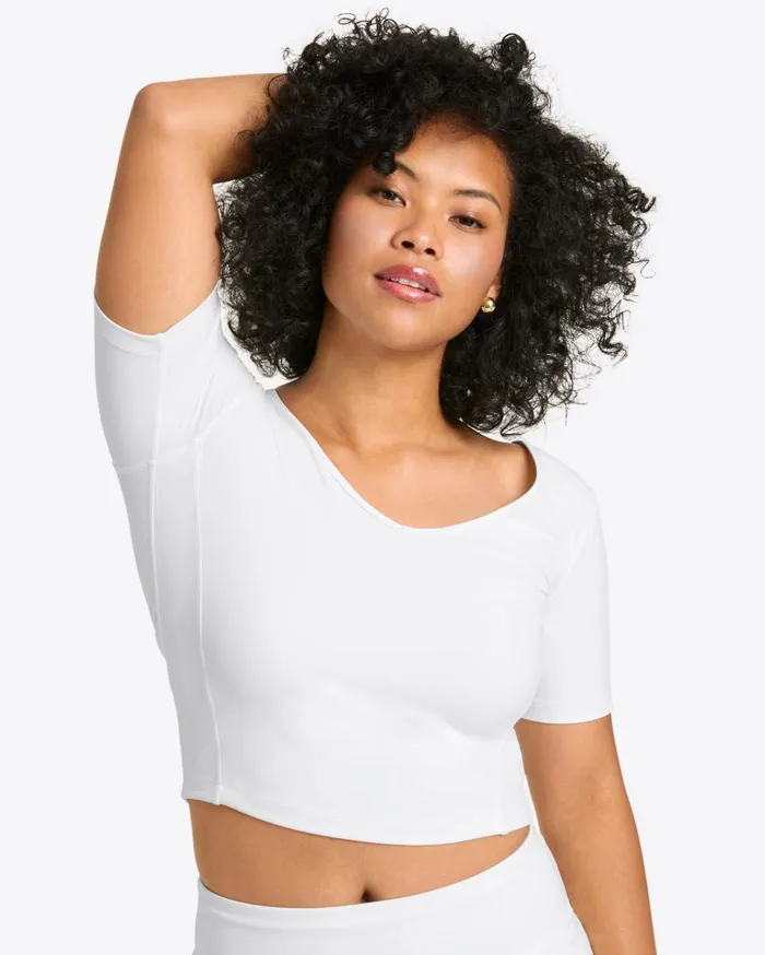 Draper James Cropped Sport Top In White Women Tops