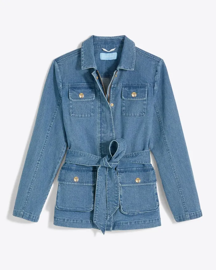 Draper James Field Jacket In Medium Wash Denim Women Jackets and Outerwear