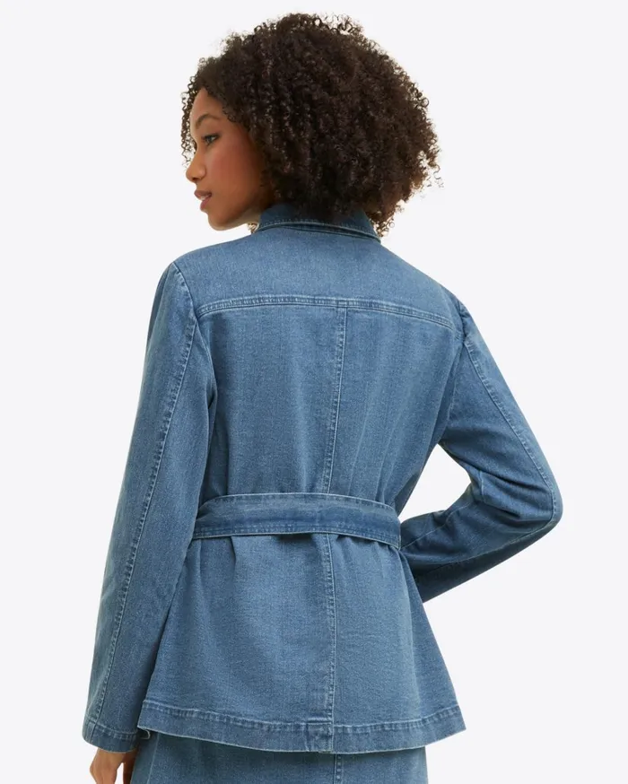 Draper James Field Jacket In Medium Wash Denim Women Jackets and Outerwear
