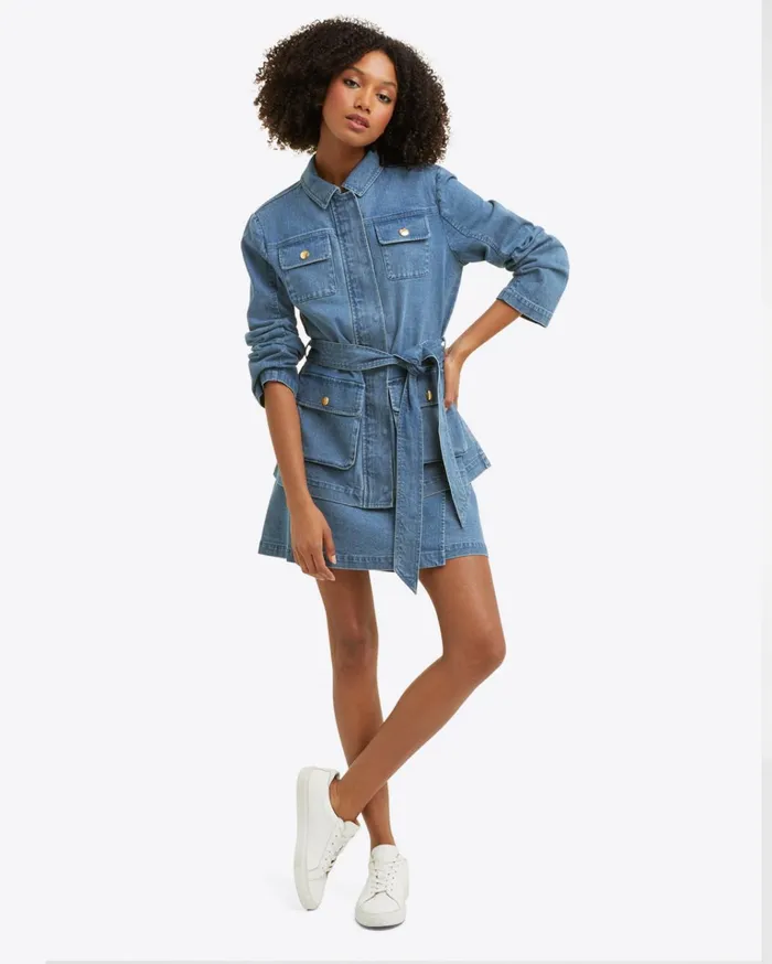 Draper James Field Jacket In Medium Wash Denim Women Jackets and Outerwear
