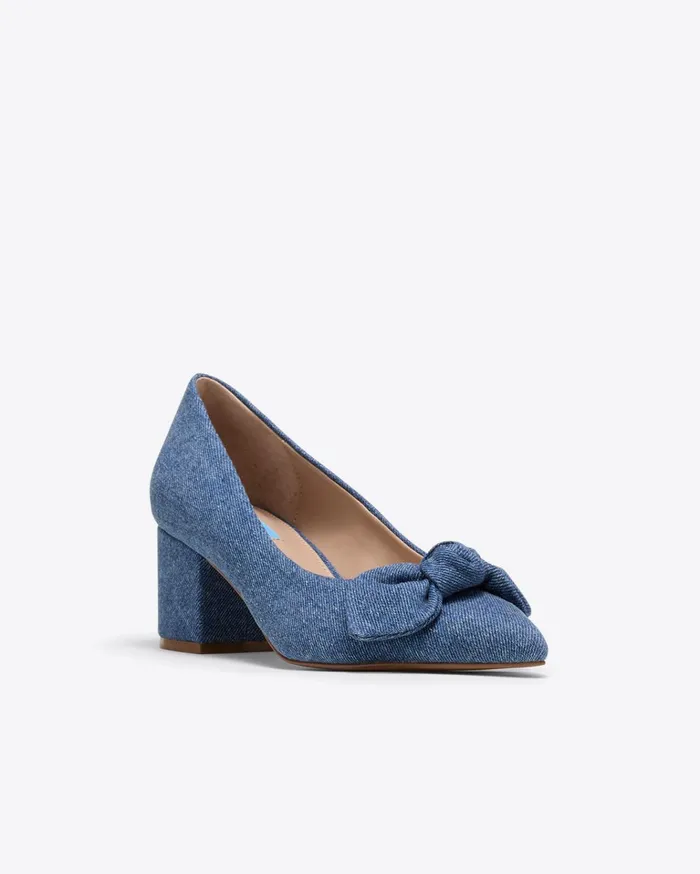 Draper James Frances Bow Heel In Denim Women Heels