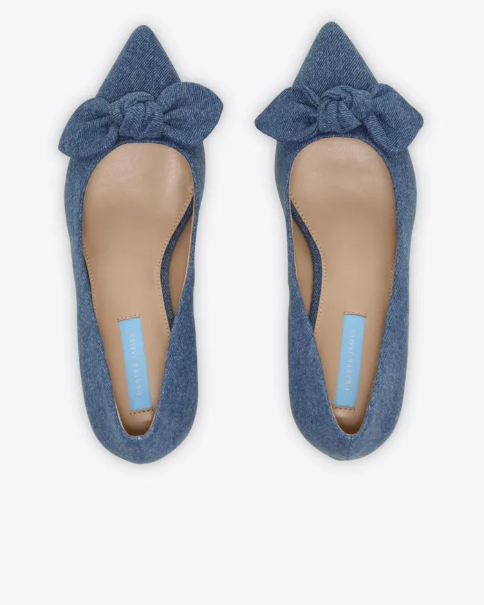 Draper James Frances Bow Heel In Denim Women Heels