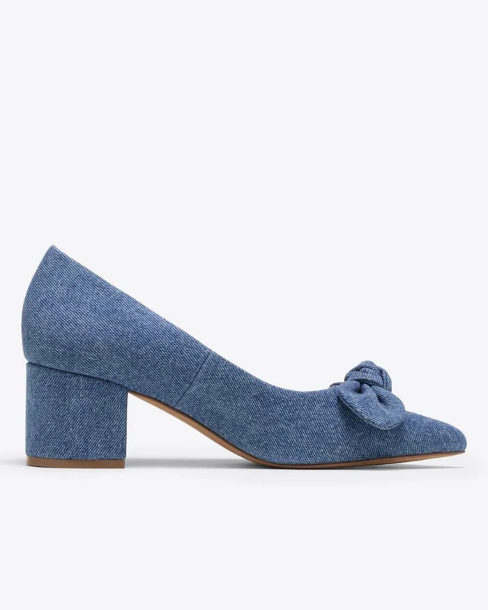 Draper James Frances Bow Heel In Denim Women Heels