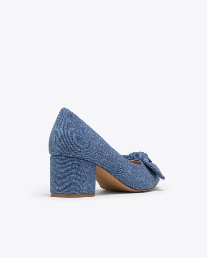 Draper James Frances Bow Heel In Denim Women Heels