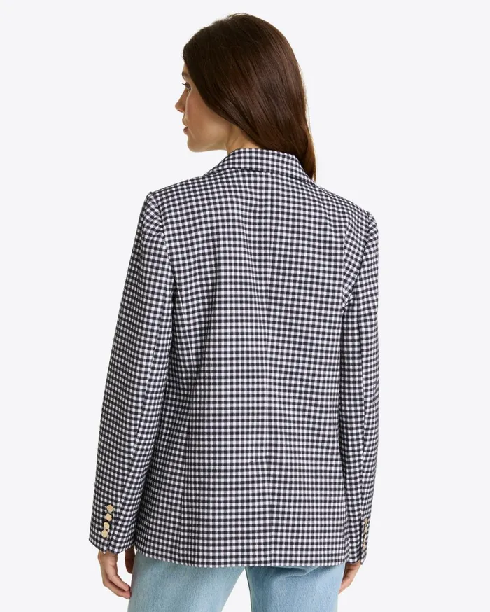 Draper James Gingham Blazer In Textured Gingham Women Jackets and Outerwear