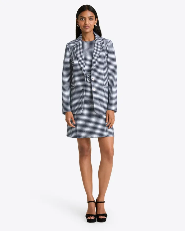 Draper James Gingham Blazer In Textured Gingham Women Jackets and Outerwear