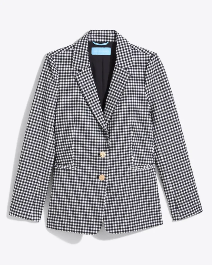 Draper James Gingham Blazer In Textured Gingham Women Jackets and Outerwear