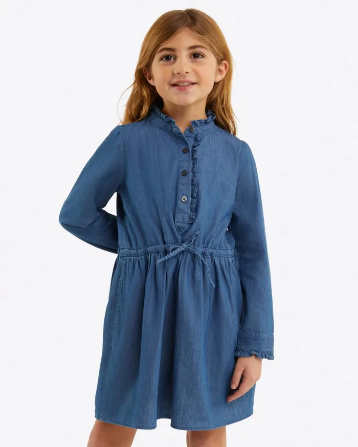 Draper James Girls Shirtdress In Chambray Women Dresses